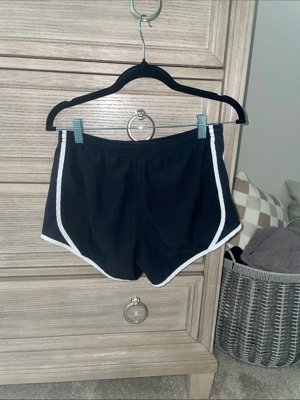 Youth Nike Black Athletic Running Shorts with White Trim